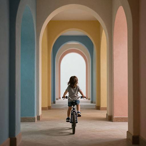 Child Exploring Infinite Corridor of Wonders