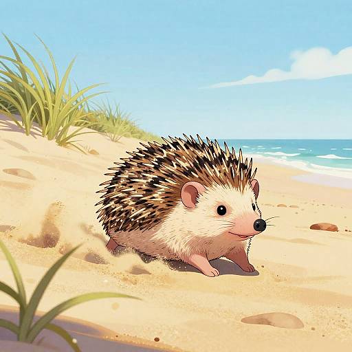 Jovial Beach Hedgehog in Windy Dunes