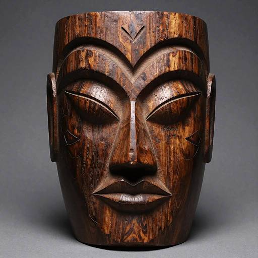 Tribal Wooden Face Sculpture Portrait