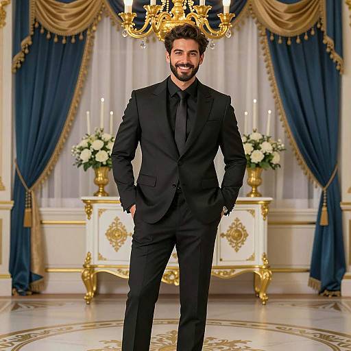 Elegant Man in Black Attire at Gala