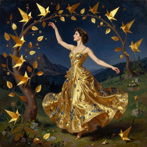 Dalí-style Golden Gown in Cyclone