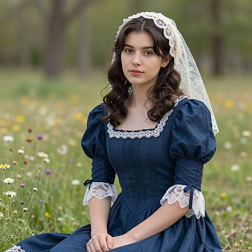 Vintage Portrait of Woman in Field