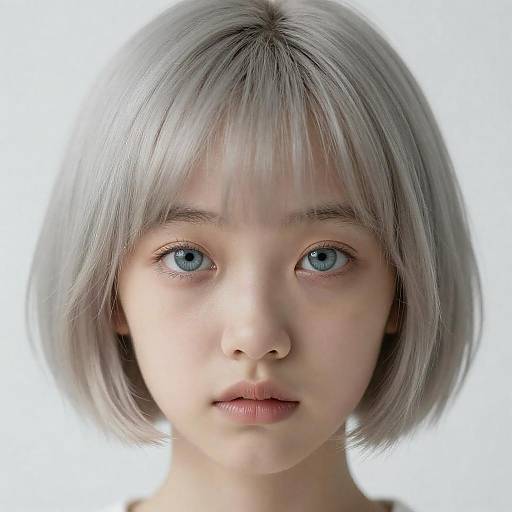 Portrait of a Young Person with Silver Blonde Hair and Icy Blue Eyes