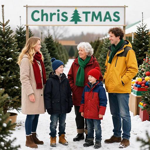 Joyful Christmas Tree Farm Scene