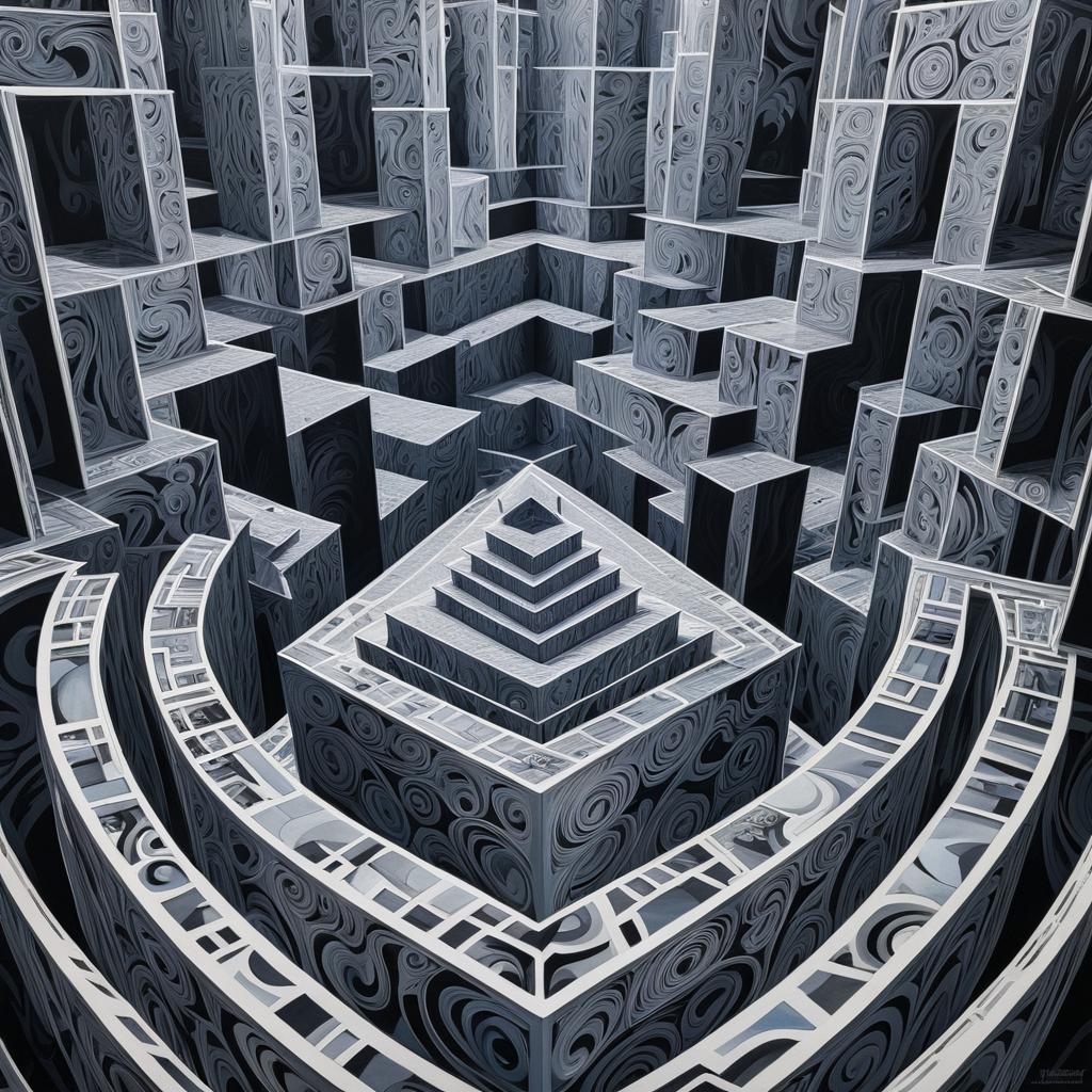 Intricate Labyrinth of Mirrors Art