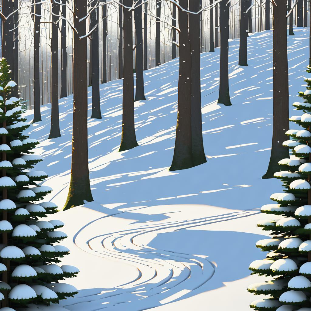 Enchanted Winter Woods in Isometric View