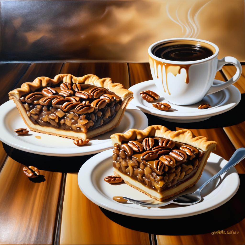 Indulgent Pecan Pie and Coffee Scene