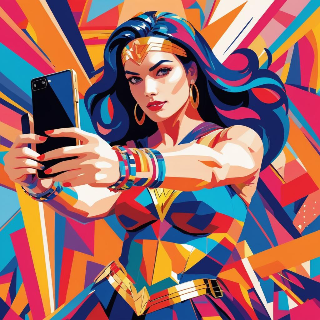 Wonder Woman's Colorful Selfie Adventure