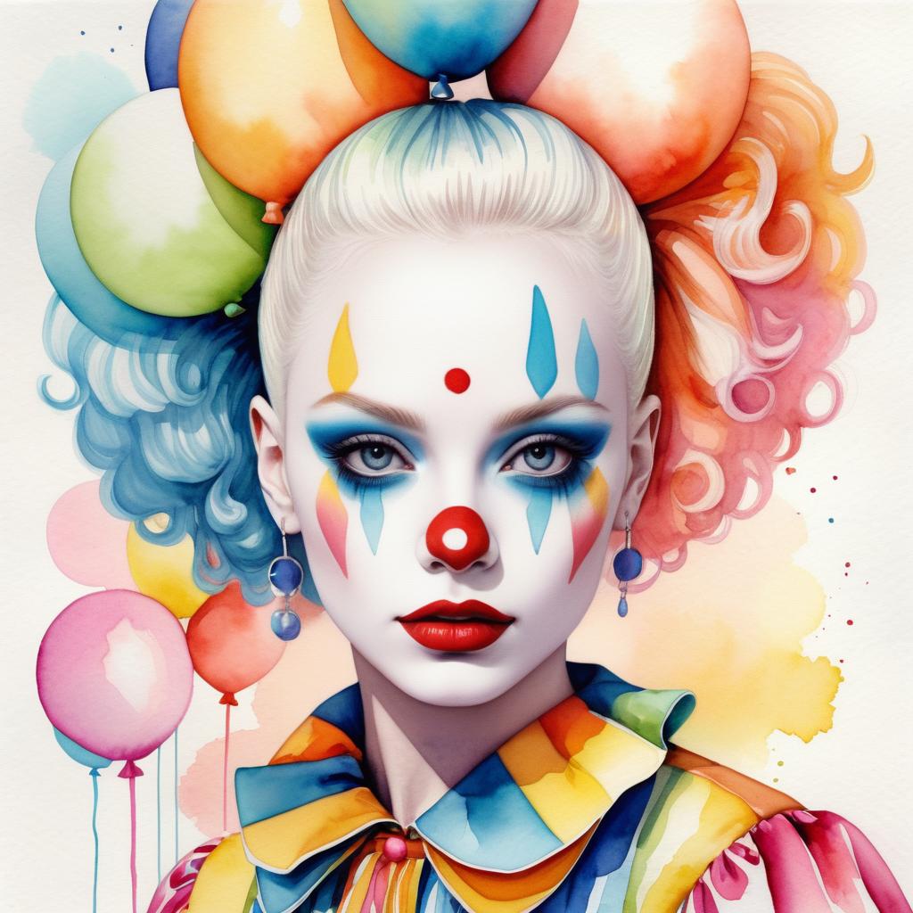 Whimsical Albino Pop Artist in Watercolor