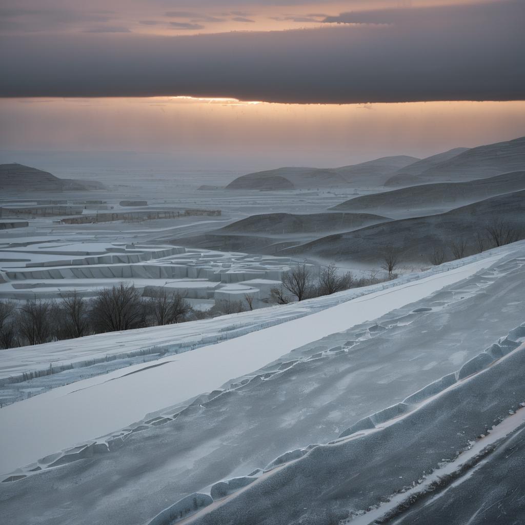 Ethereal Icy Wasteland at Dusk