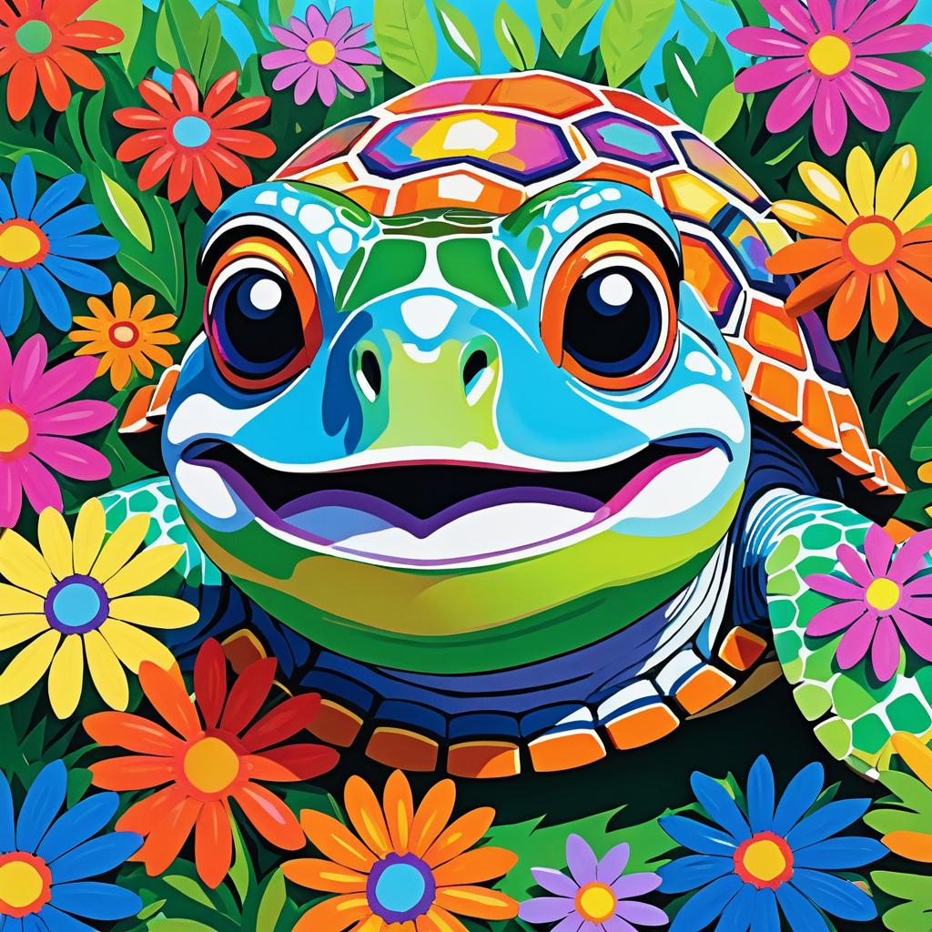 Frida Kahlo Inspired Turtle Pop Art