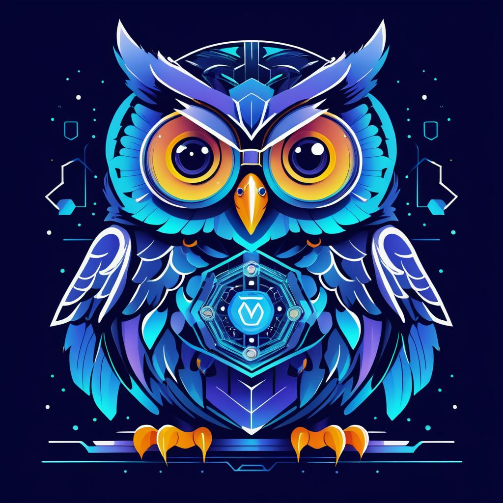 Blockchain Owl: Trendy Vector Art Design