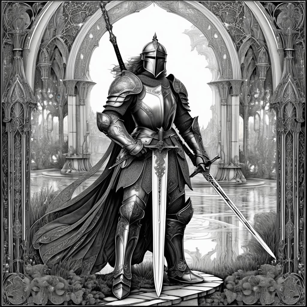 Art Nouveau Knight in Fantasy Realm