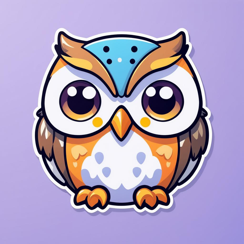 Kawaii Owl Icon Sticker Design