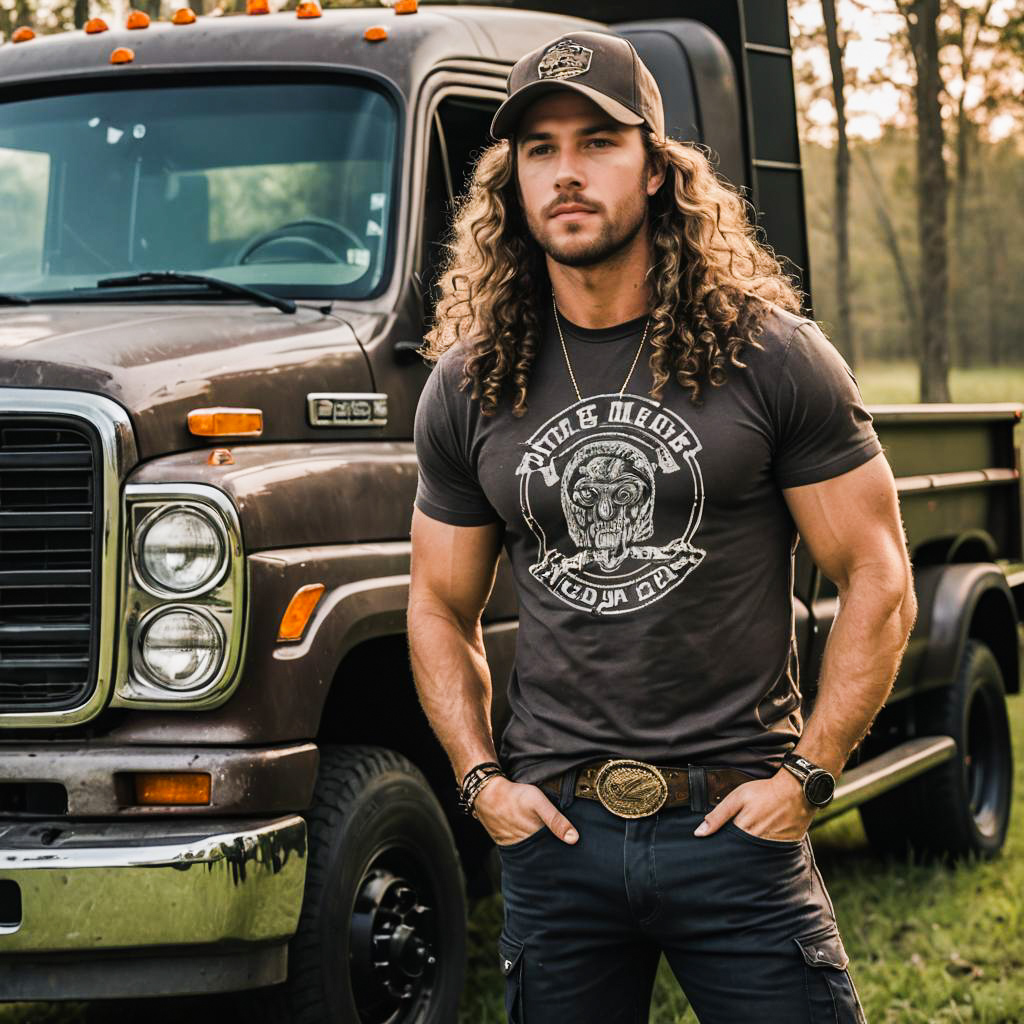 Surprised Trucker in Country Lifestyle Shoot