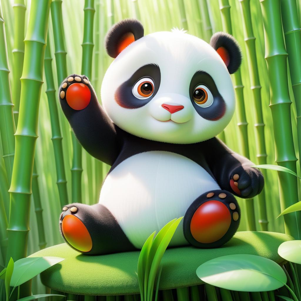 Playful Panda in a Serene Bamboo Grove