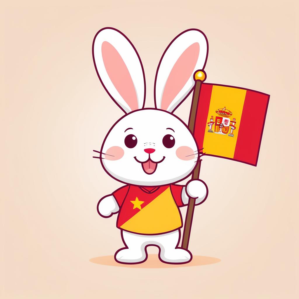 Whimsical Bunny with Spain Flag