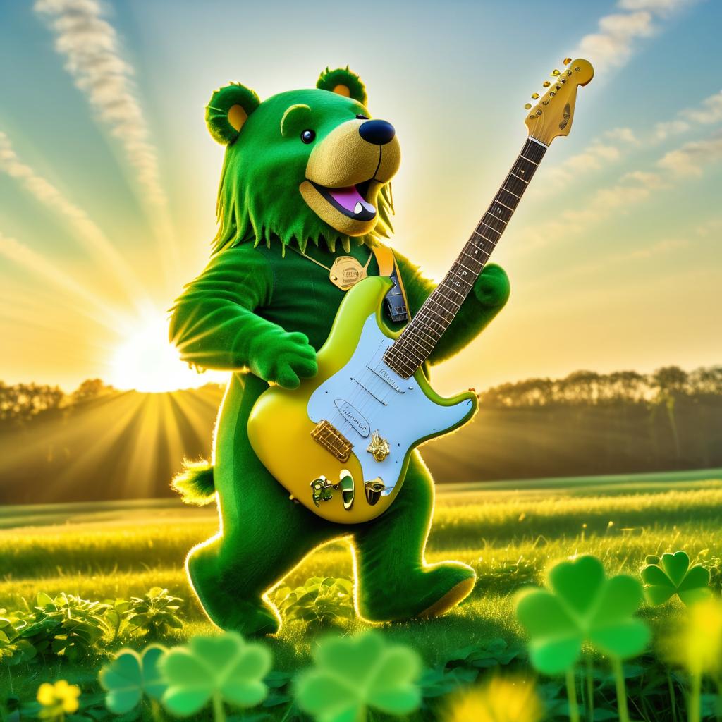 Dancing Bear with Golden Stratocaster at Sunrise