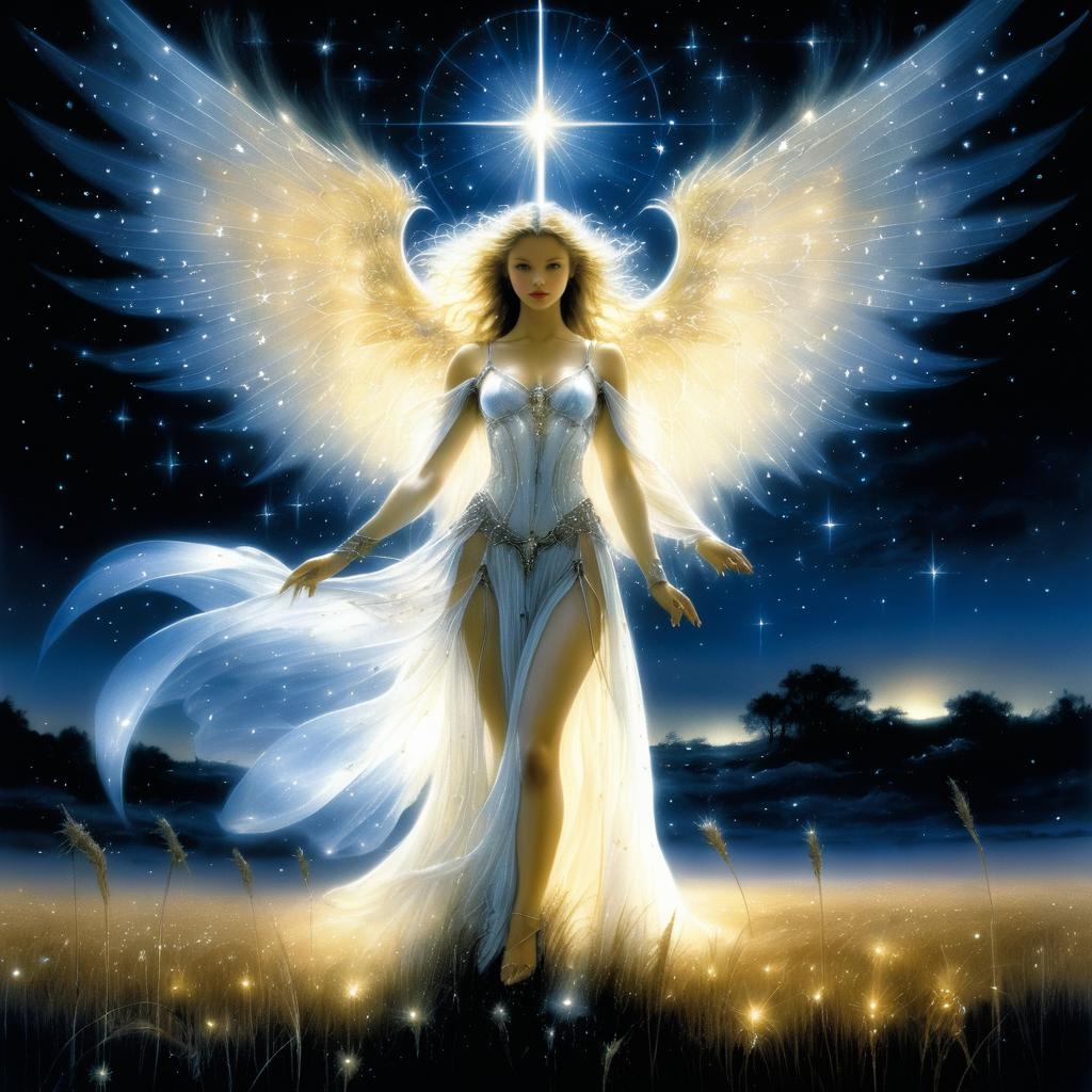 Celestial Angel Amidst Twinkling Stars