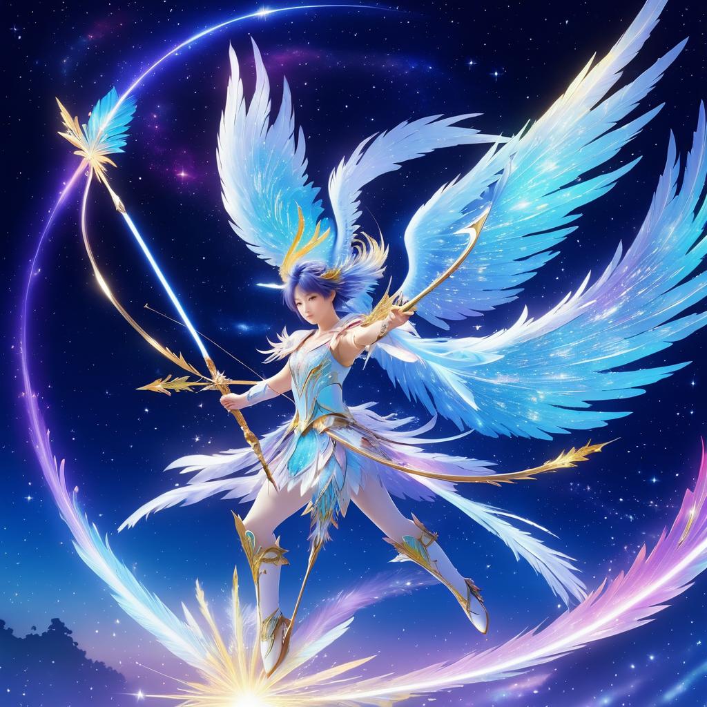 Celestial Archer in Vibrant Anime Style