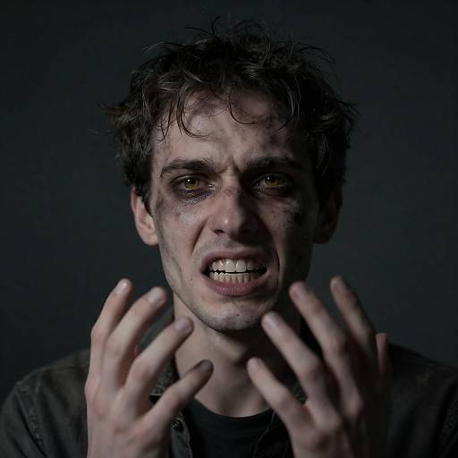 Terrified Man in Dark Background