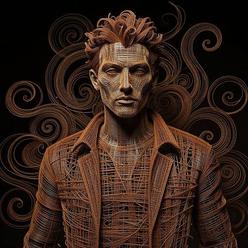 Rusty String Art Man Sculpture