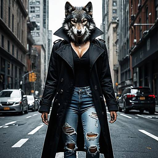 Hyper-Realistic Wolf-Human Hybrid Art