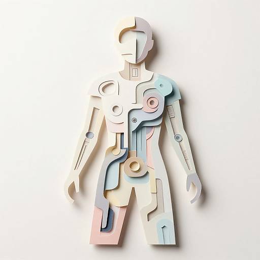 Papercut Humanoid AI Art Fusion