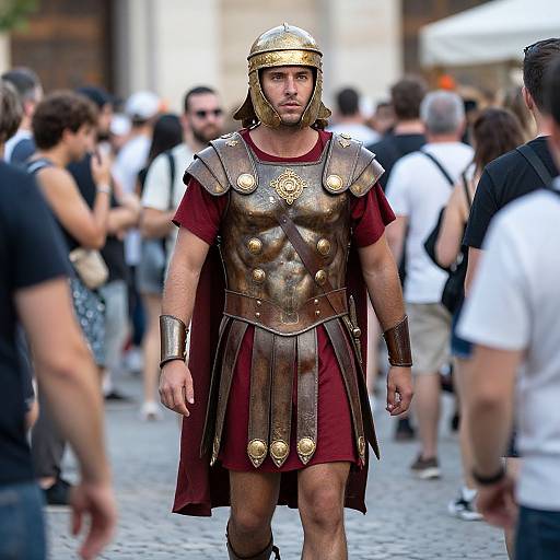 Roman Gladiator Costume Man Walking
