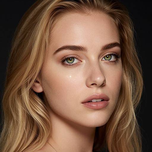 Blonde Woman with Radiant Green Eyes