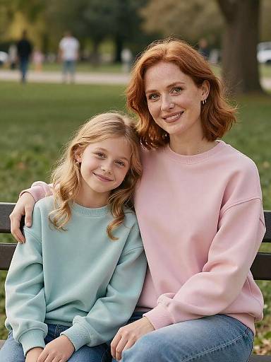 Relaxed Mother and Daughter Park Portrait