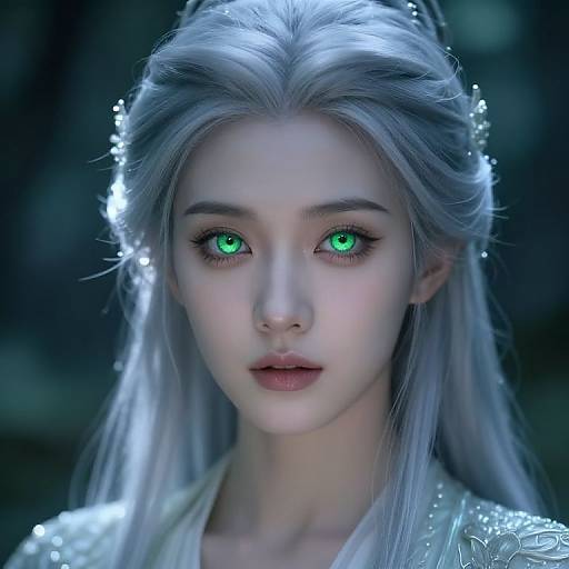 Ethereal Silver-Haired Fantasy Portrait