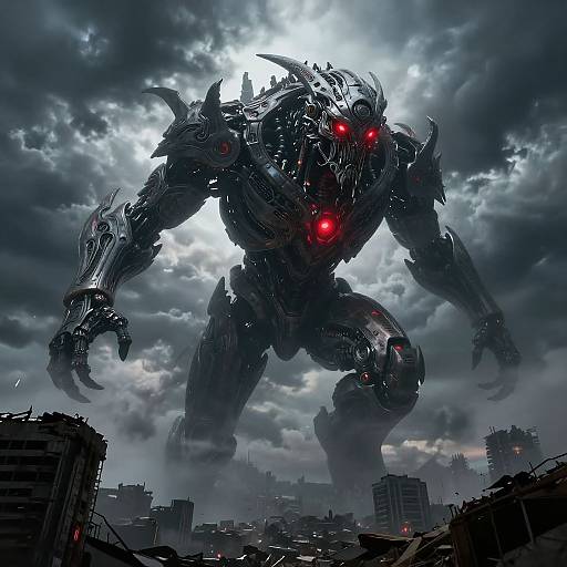 Colossal AI Monster Over Ruined City