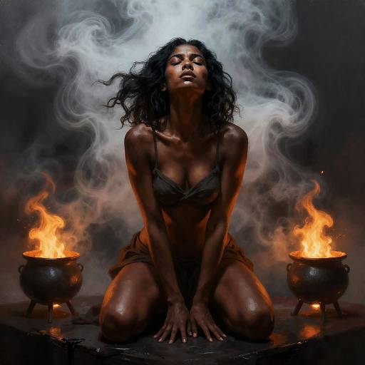 Ethereal Dark Skin Goddess in Smoke