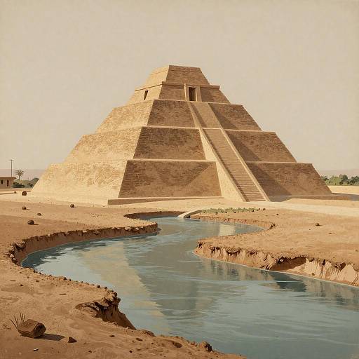 Vintage Abstraction of Mesopotamian Ziggurat