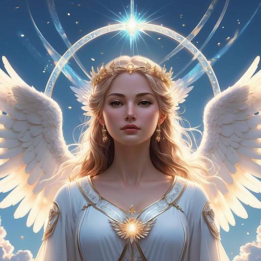 Angel with Shimmering Aura and Symbols