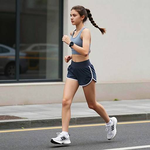 Teen Female Jogger in Athletic Gear