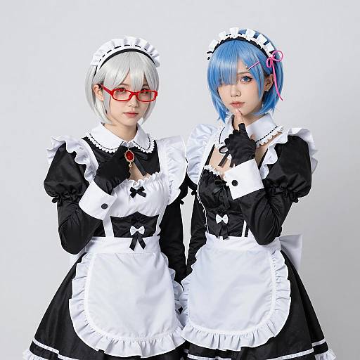 Two Women in French Maid Costumes