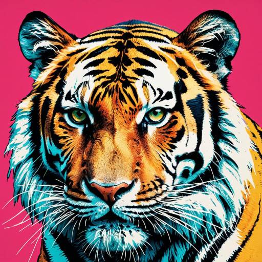 Andy Warhol Style Tiger Head Pop Art