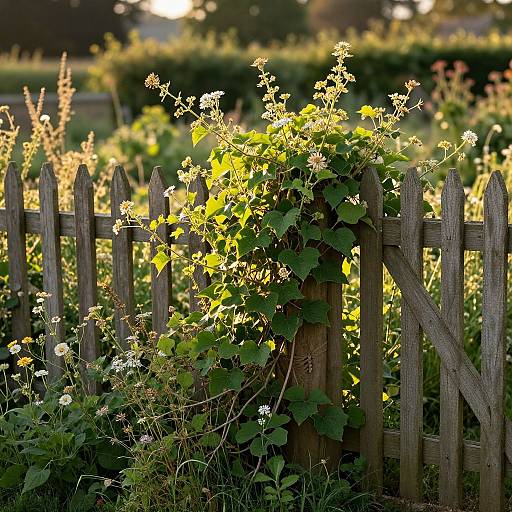 Laurel Vine on Rustic Wooden Fence