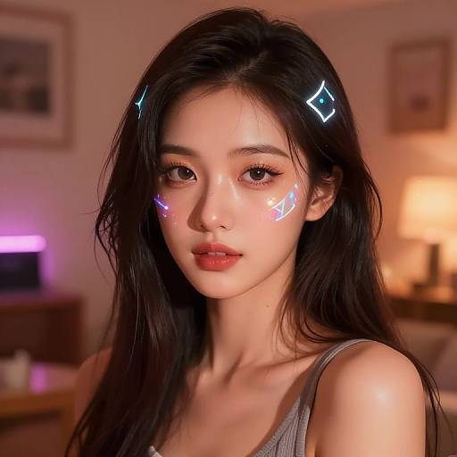 AI Girlfriend in Cozy Neon Room