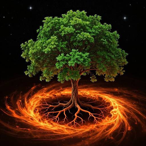 Cosmic Tree Amidst Starry Void