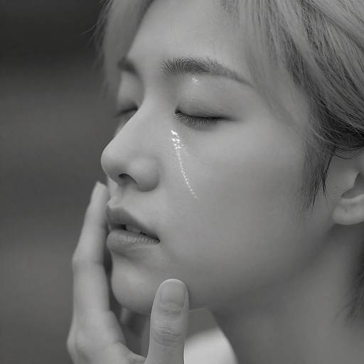 Soft Black-and-White Side Profile Portrait