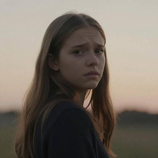 Concerned Girl at Sunset