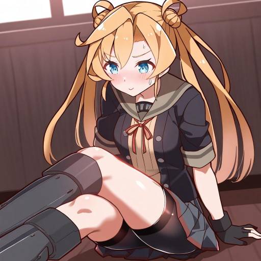 Illustration of Abukuma kai ni (kancolle), kantai collection in the style of Tanaka kusao