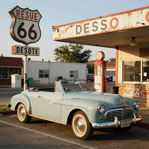 Vintage Roadster on Nostalgic Route 66
