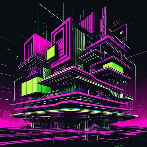 Futuristic Neon Cyberpunk Architecture