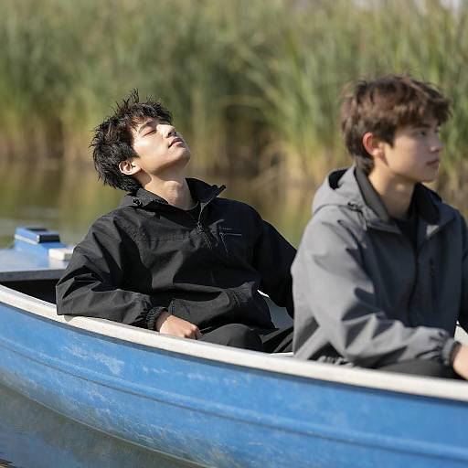 Serene Moments on a Blue Boat
