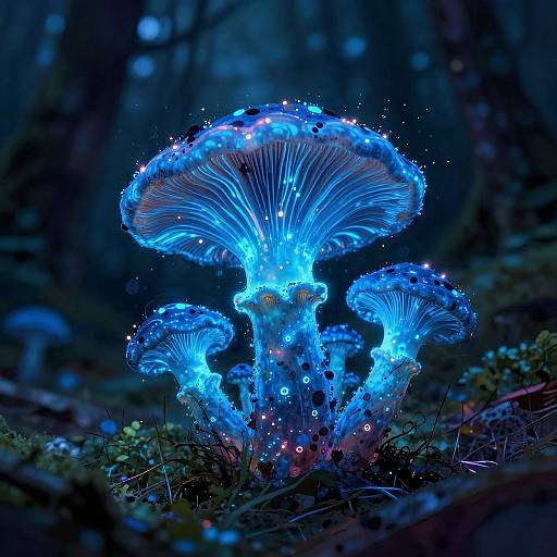 Bioluminescent Blue Fungus Illustration