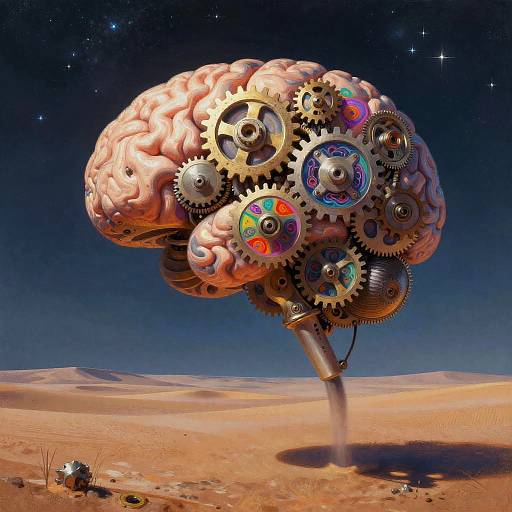 Surreal Luminous Brain in Desert
